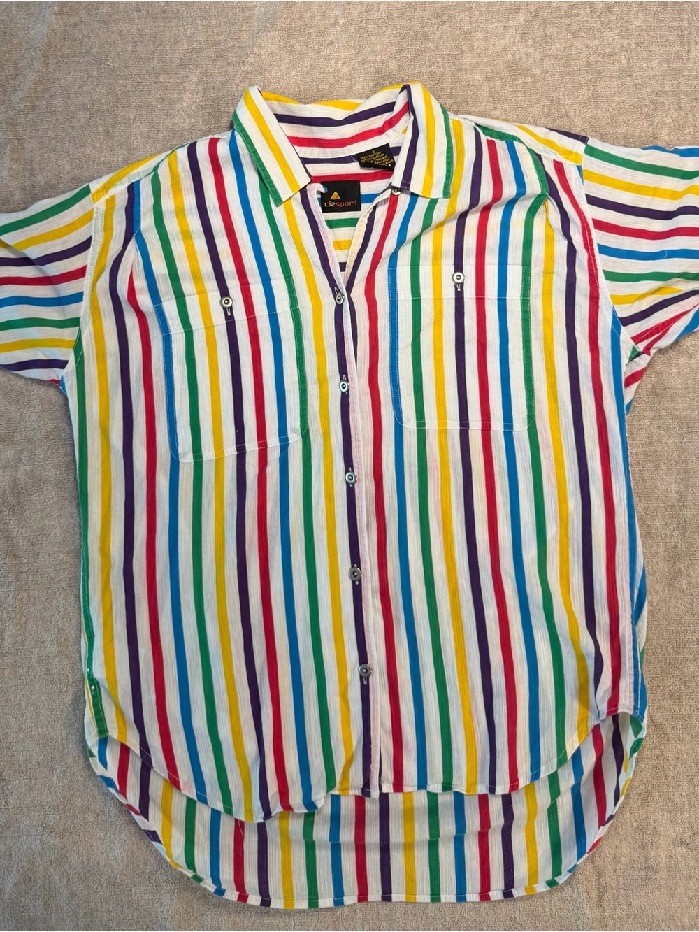 Ellison Multicolor Vertical Stripe Button-Down Shirt - Rainbow